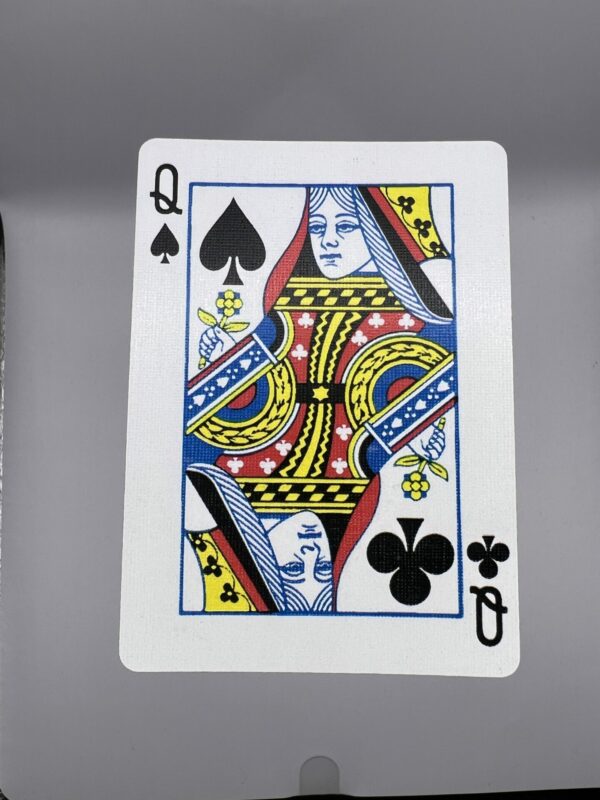 Queen of Clubs / Queen of Spades gaff card printed on Bicycle stock (53)