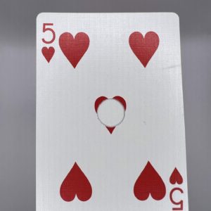 5 Hearts Small Hole gaff card printed on Bicycle stock (Red) (280)