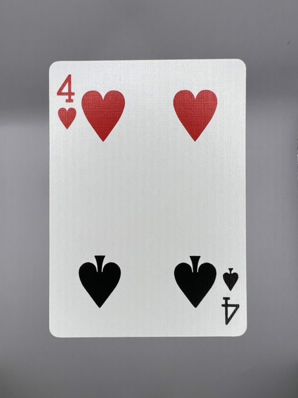 4 Hearts 4 Spades Split gaff card printed on Bicycle stock (Red) (112)