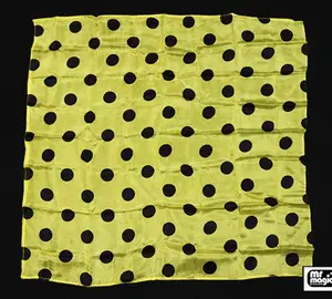 Polka Dot Hanky, Black on Yellow (21 inches x 21 inches) by Mr. Magic - Trick